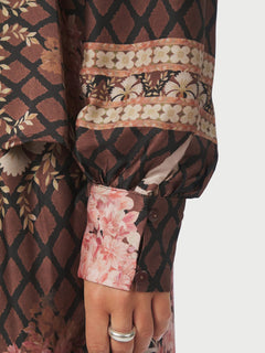 Massima Botanical Border Blouse - Black