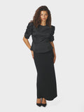 Benua Heavy Sateen Blouse - Black