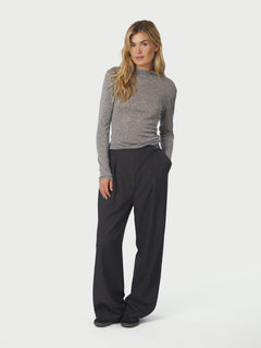 Teddu Fine Rib Blouse - Antracit Melange