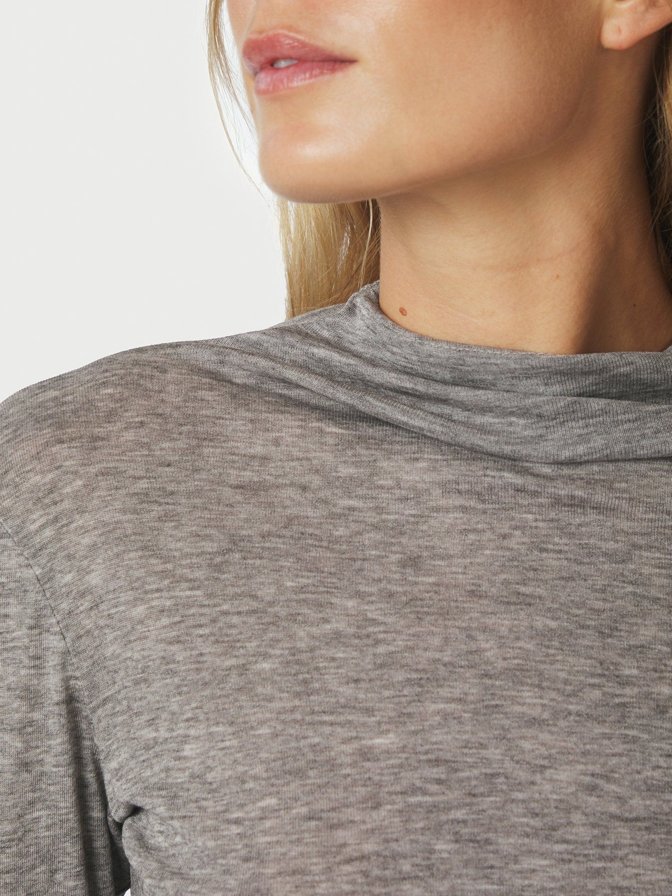 Teddu Fine Rib Blouse - Antracit Melange