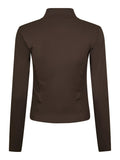 Nolana Zip Blouse - Chocolate Brown