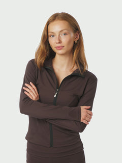 Nolana Zip Blouse - Chocolate Brown