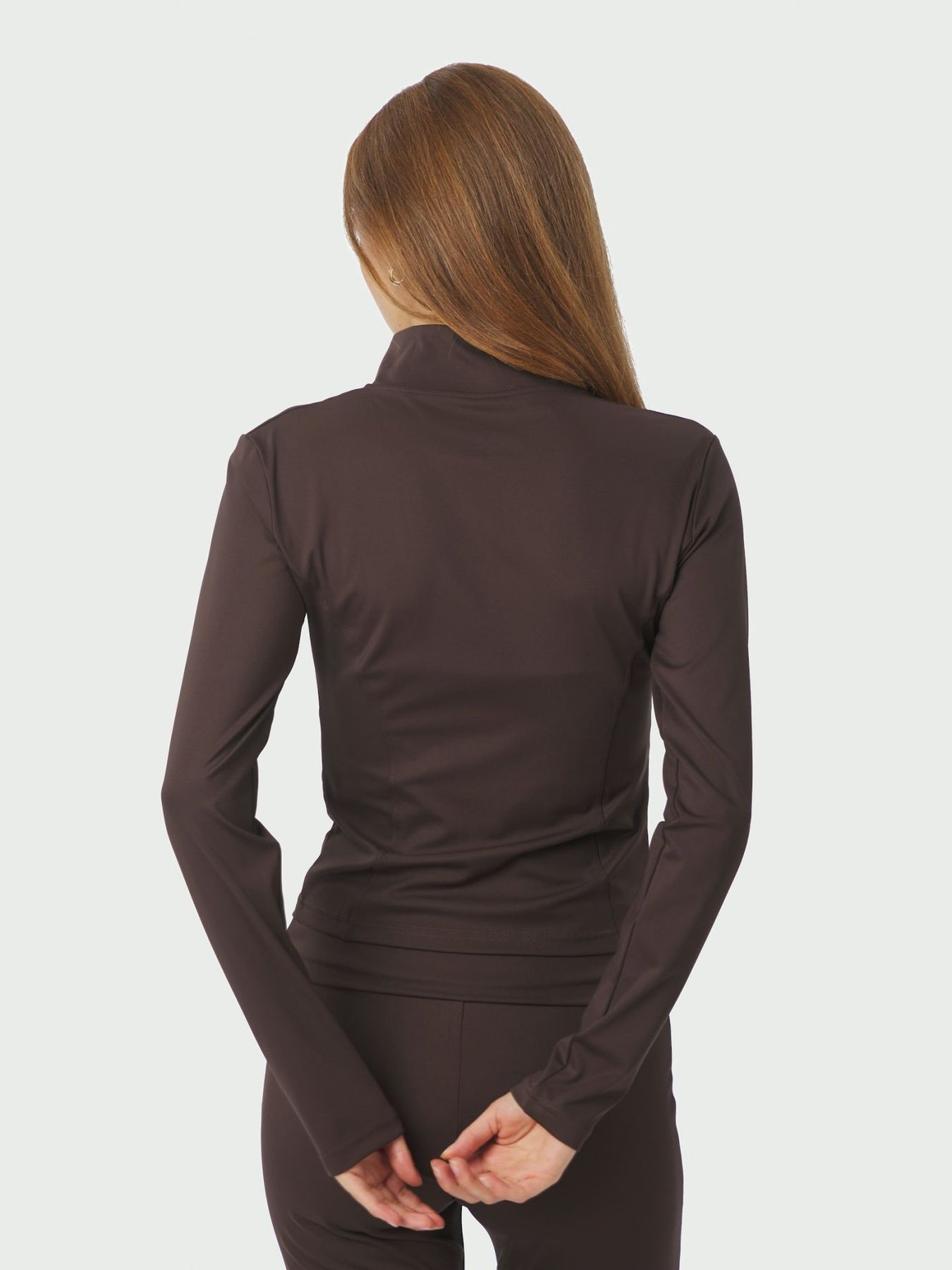 Nolana Zip Blouse - Chocolate Brown
