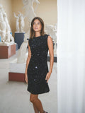 Fanya Velvet Sequins Dress - Black