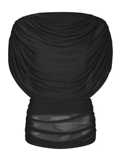 Cottuna Drapy Mesh Top - Black