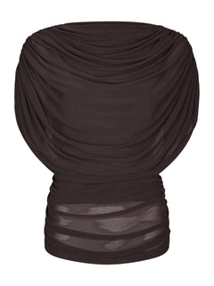 Cottuna Drapy Mesh Top - Brown