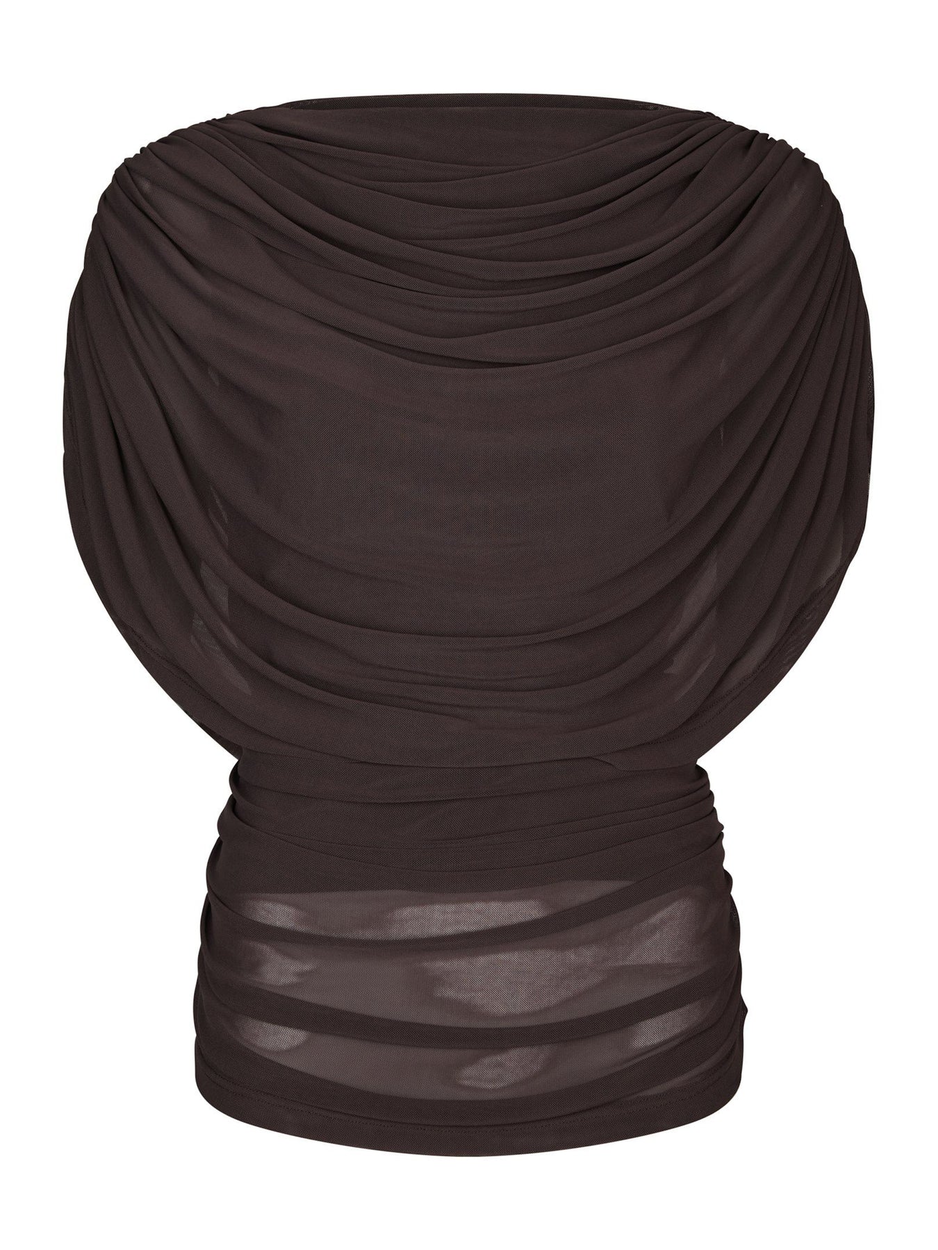Cottuna Drapy Mesh Top - Brown