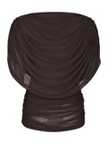 Cottuna Drapy Mesh Top - Brown