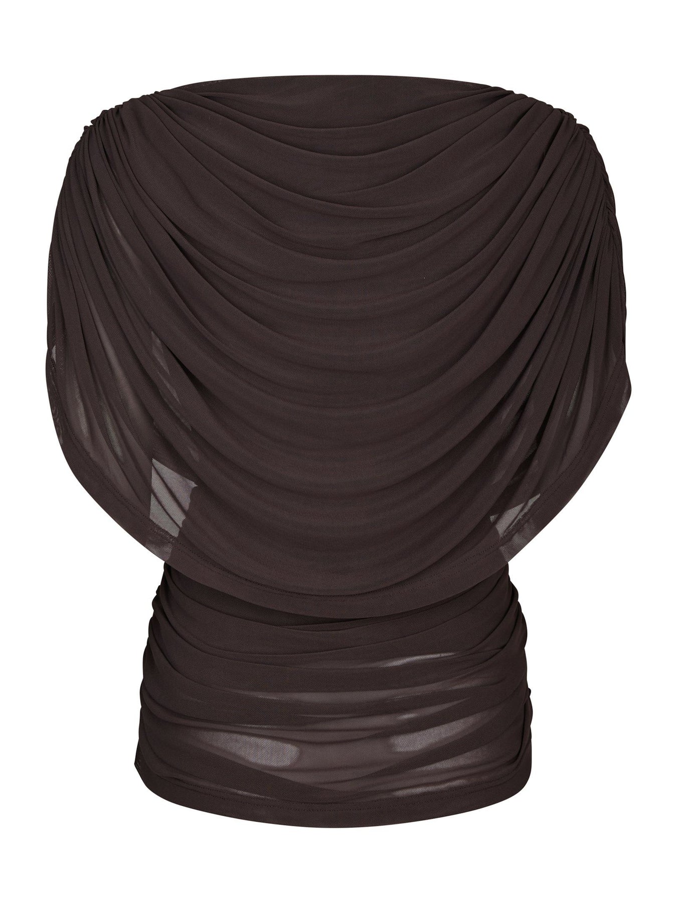 Cottuna Drapy Mesh Top - Brown