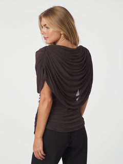 Cottuna Drapy Mesh Top - Brown