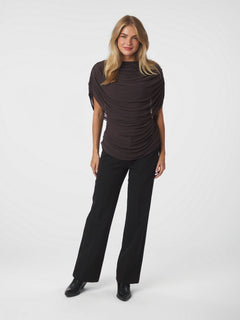 Cottuna Drapy Mesh Top - Brown