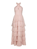 Cleoni Solid Chiffon Dress - Rose