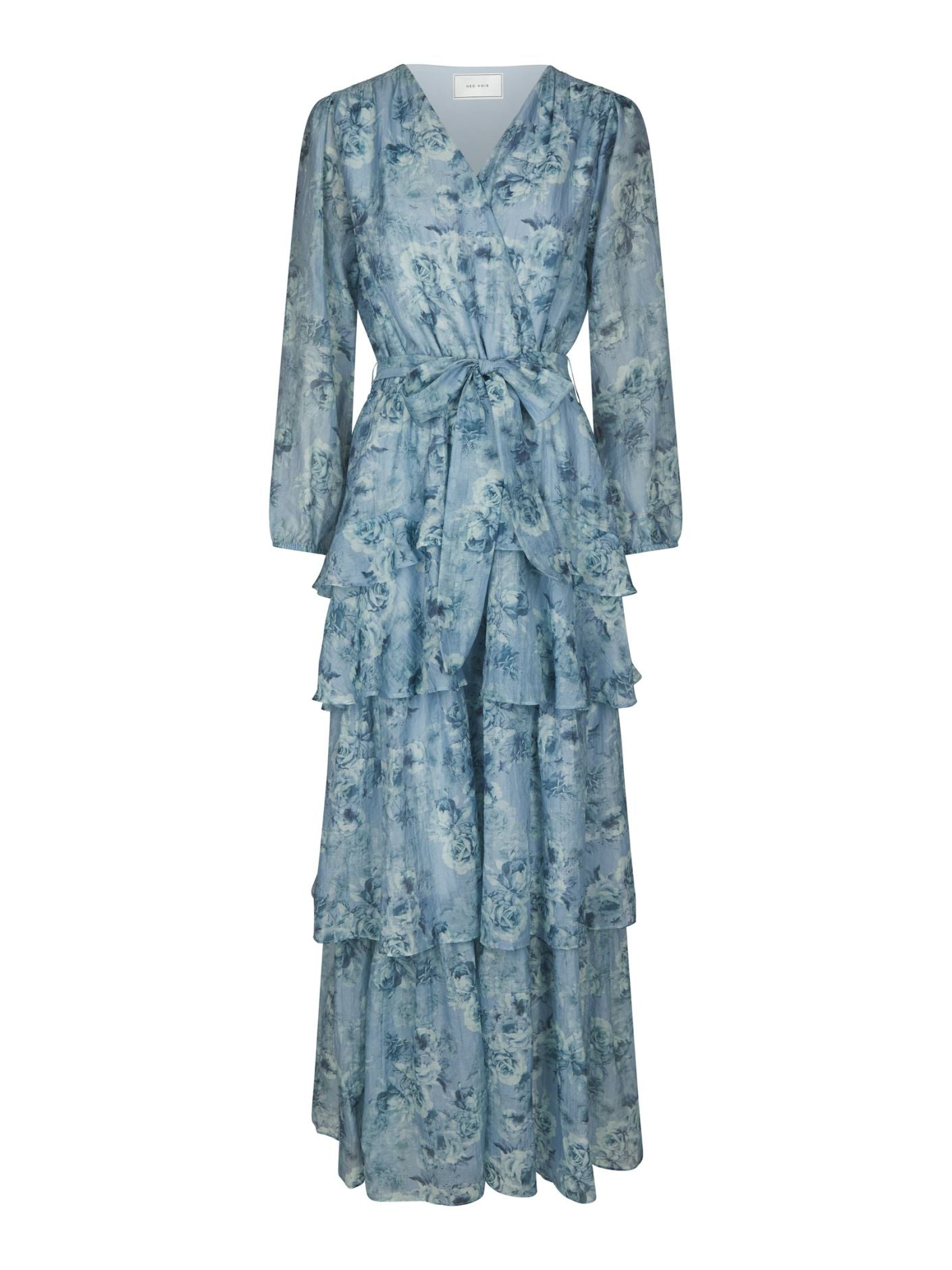 Denila Crepe Print Dress - Dusty Blue