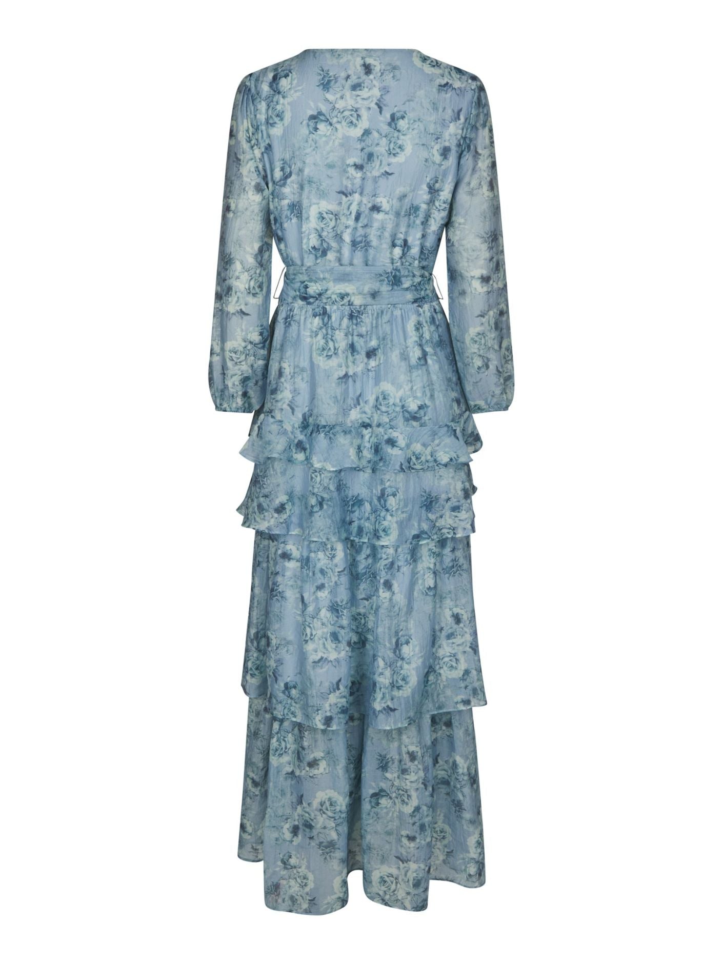 Denila Crepe Print Dress - Dusty Blue