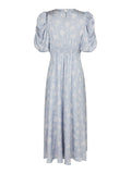 Kikka Faded Flower Dress - Light Blue