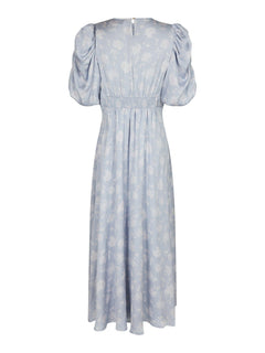 Kikka Faded Flower Dress - Light Blue