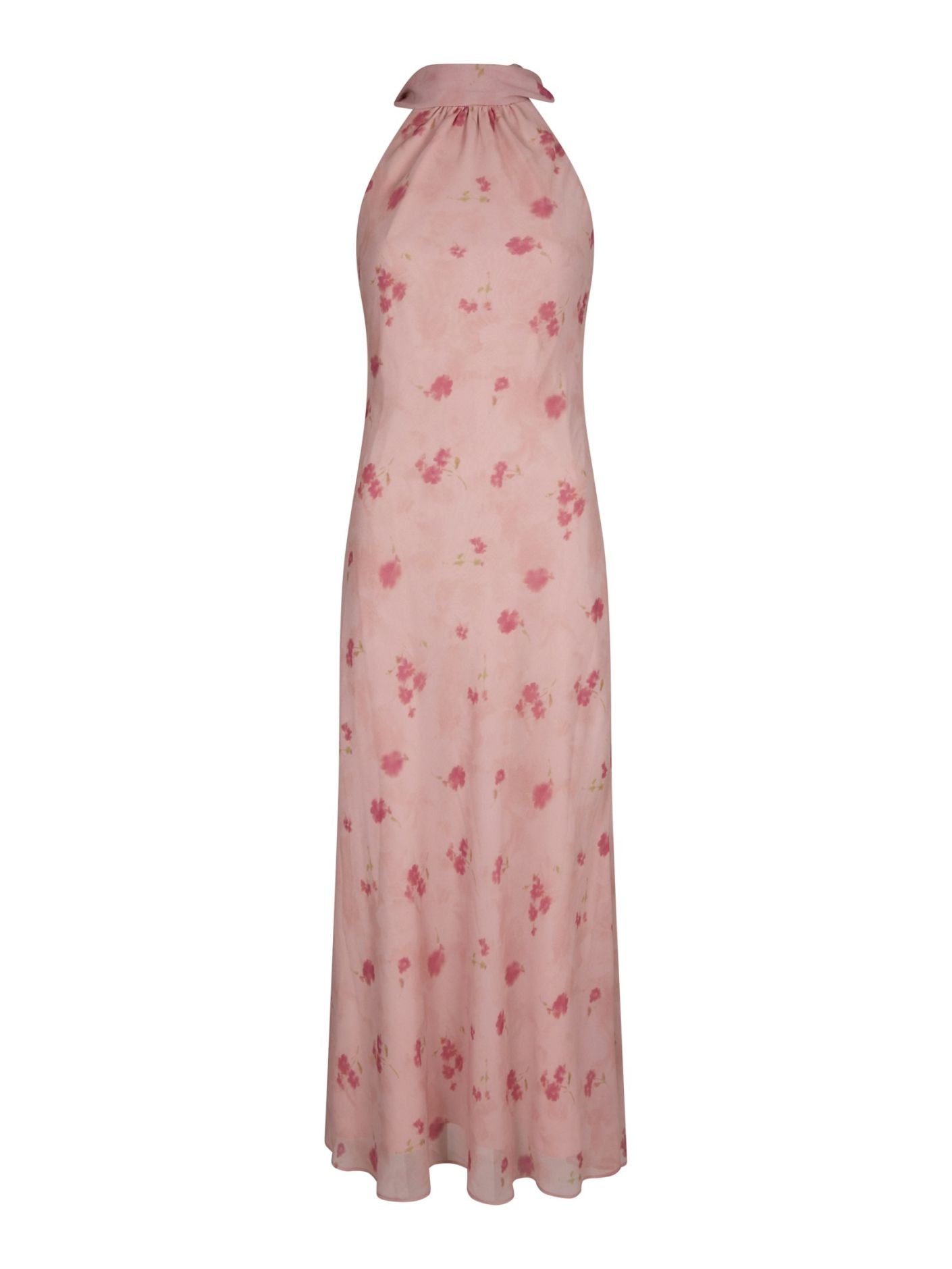 Fiona Blurred Flower Halter Neck Dress - Light Pink