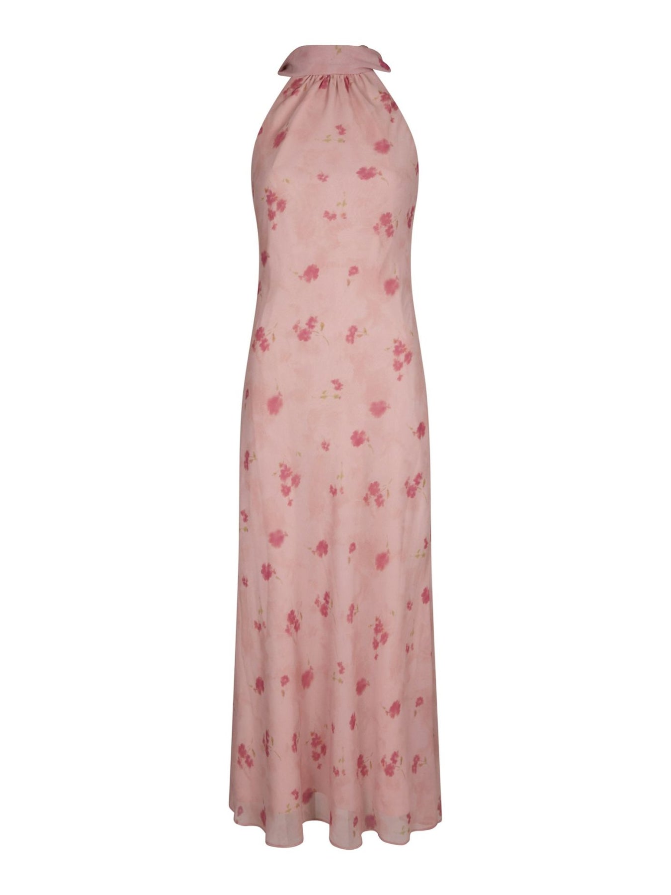 Fiona Blurred Flower Halter Neck Dress - Light Pink