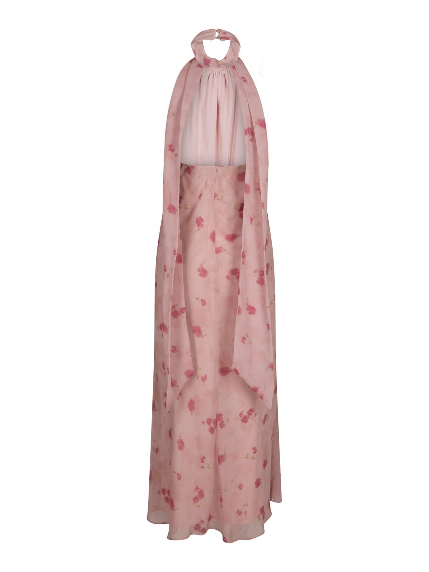 Fiona Blurred Flower Halter Neck Dress - Light Pink
