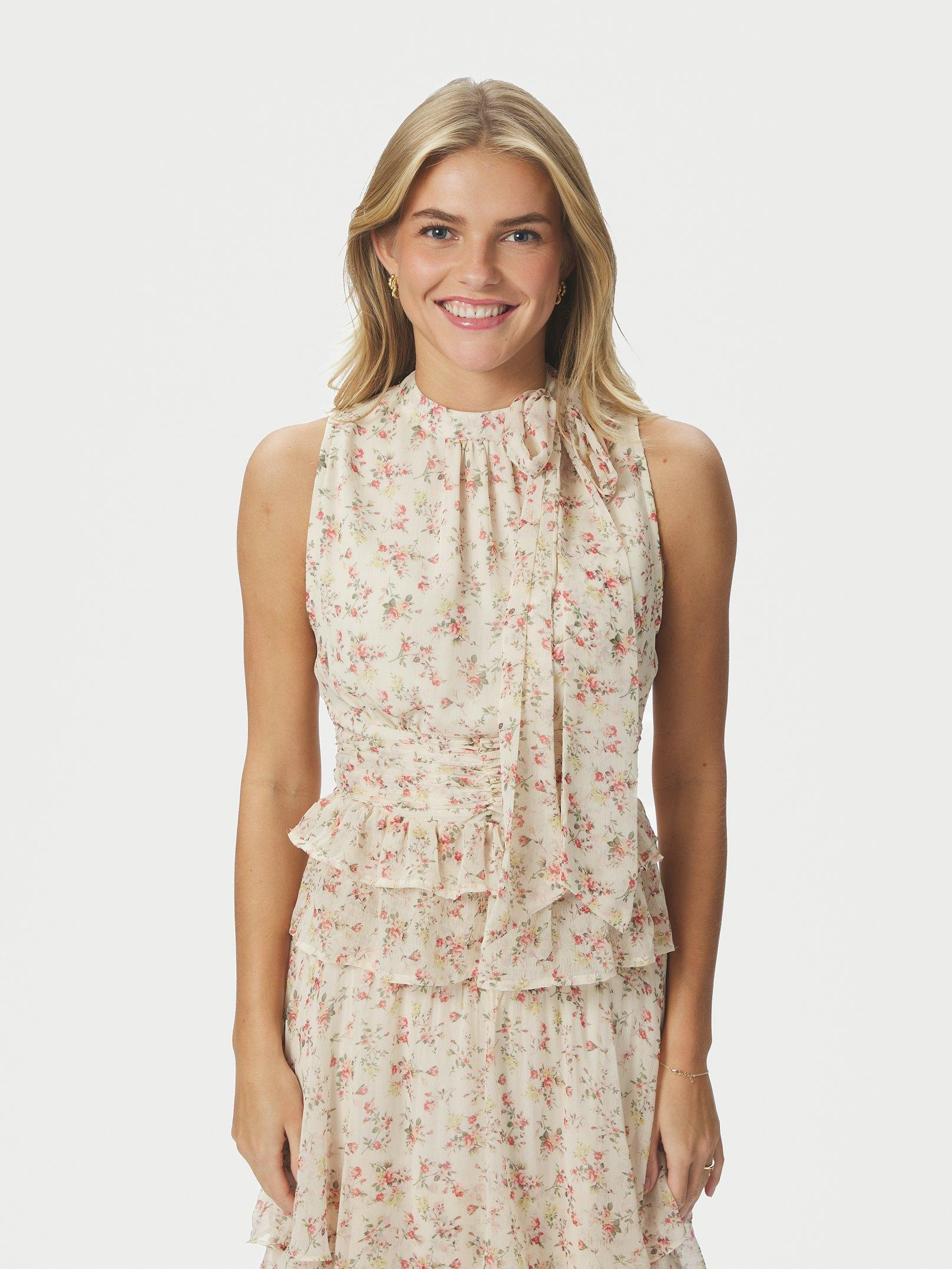 Ansol Meadow Printed Top - Creme