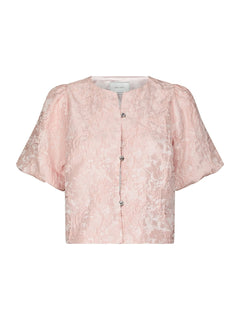 Aisa Soft Brocade Blouse - Light Pink
