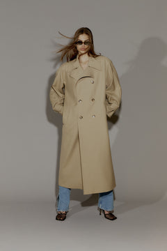 Wool Blend Trenchcoat - Beige