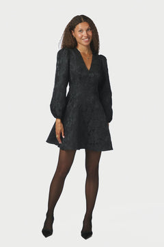 Milly Flower Brocade Dress - Black
