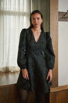Milly Flower Brocade Dress - Black