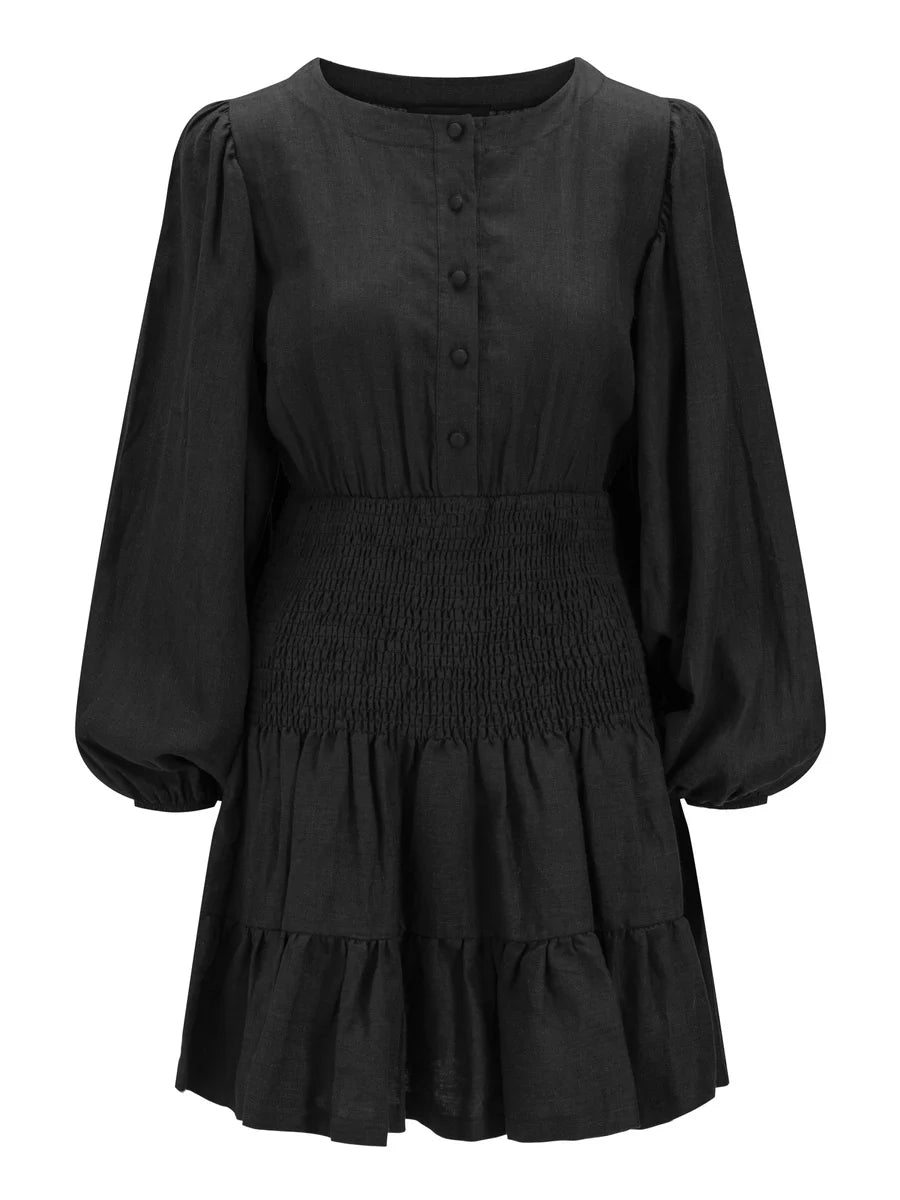 Martine Linen Dress - Black