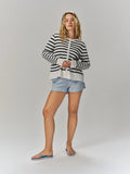 Sissy Merino Jacket - White With Navy Stripes