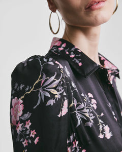 Satin Belt Dress - Midnight Garden