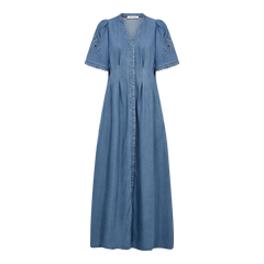 Tillycc Emb Pleat Dress - Denim Blue