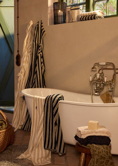 Striped Terry Towel 70X130 - Blackish Navy/ Lt Beige