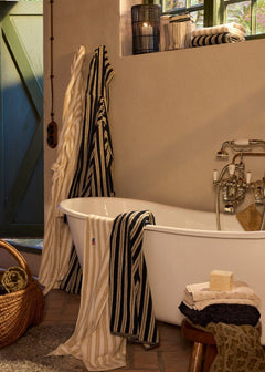 Striped Terry Towel 50X70 - Lt Beige/Off White