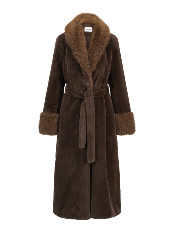 Caroline Fake Fur Jacket - Brown