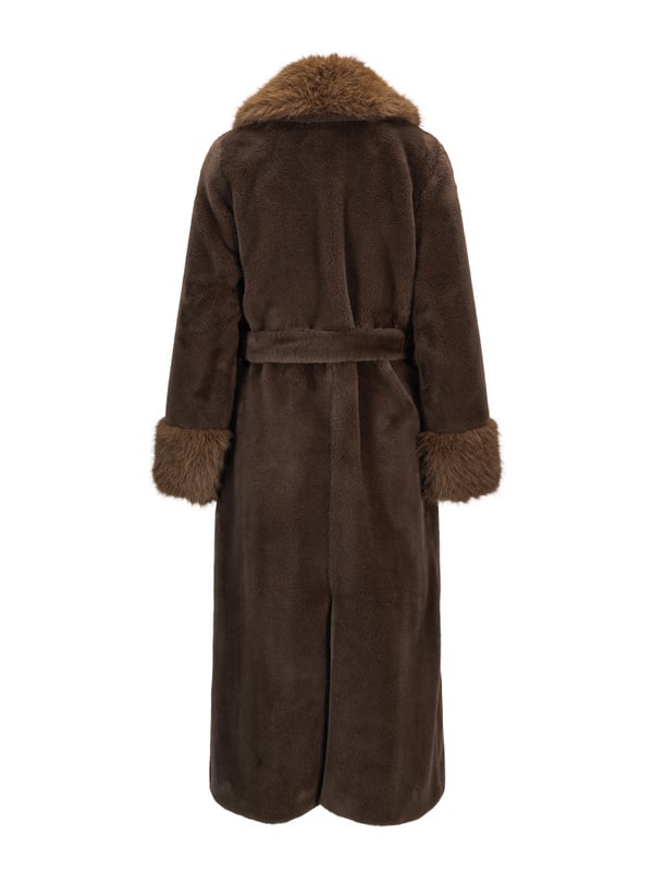 Caroline Fake Fur Jacket - Brown