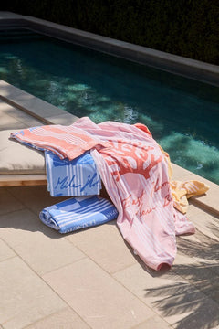 Long Island Beaches Cotton Velour Beach Towel 100X180 - Sky Blue/Blue