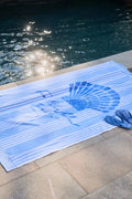 Long Island Beaches Cotton Velour Beach Towel 100X180 - Sky Blue/Blue
