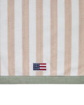 Block Striped Cotton Terry Beach Towel 100X180 - Moonbeam/White/Vintage Green