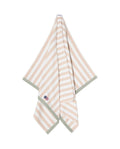 Block Striped Cotton Terry Beach Towel 100X180 - Moonbeam/White/Vintage Green