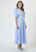 Micacc Stripe Pleat Dress - Pale Blue