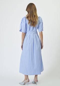 Micacc Stripe Pleat Dress - Pale Blue