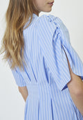 Micacc Stripe Pleat Dress - Pale Blue