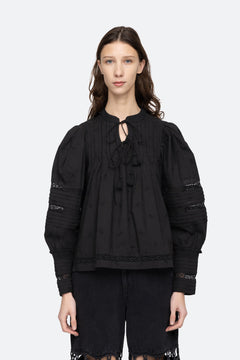 Loren Solid L/Slv Top - Black
