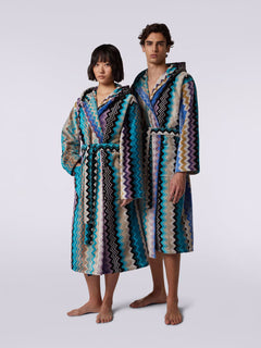 Giacomo Bathrobe Hooded - Turquoise Multicolor