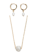 Pearl Necklace And Earrings Gift Set - Gold