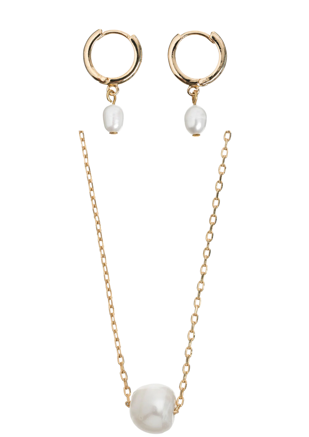 Pearl Necklace And Earrings Gift Set - Gold