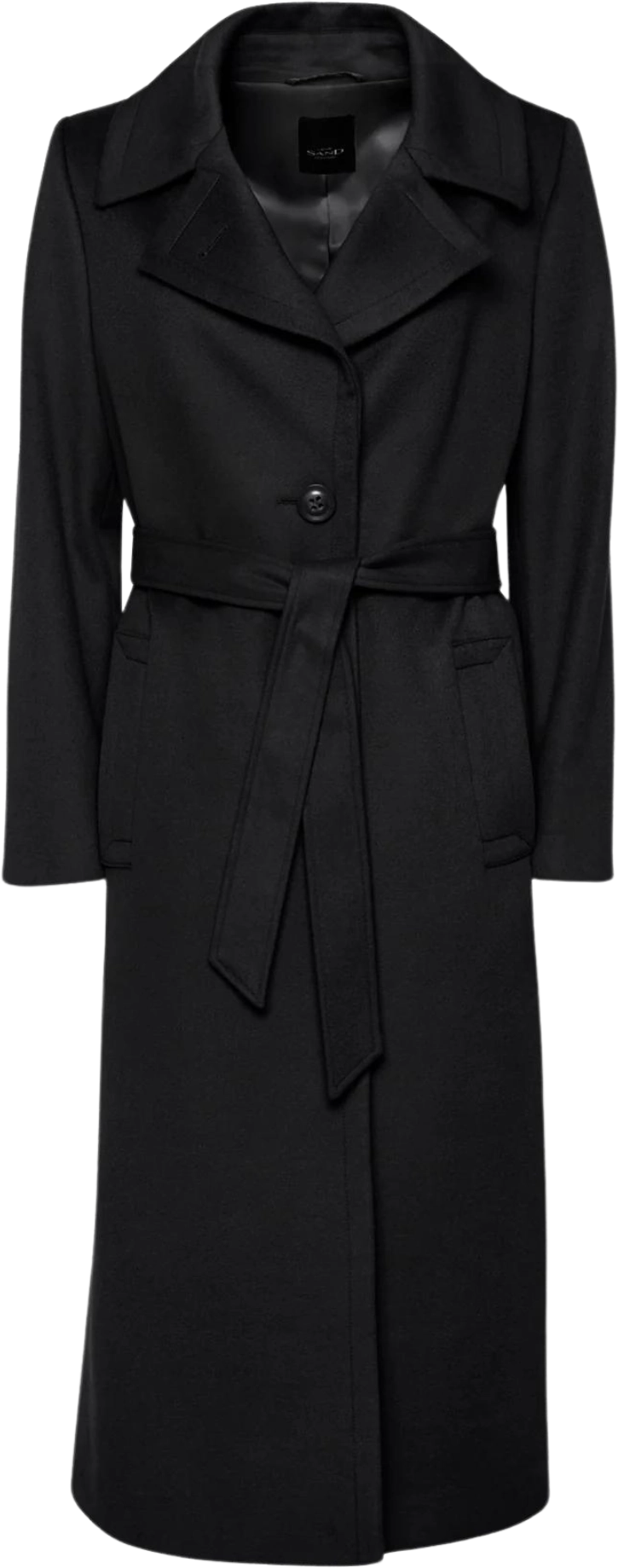 Cashmere Coat W Clareta Belt Long - Ebony Black