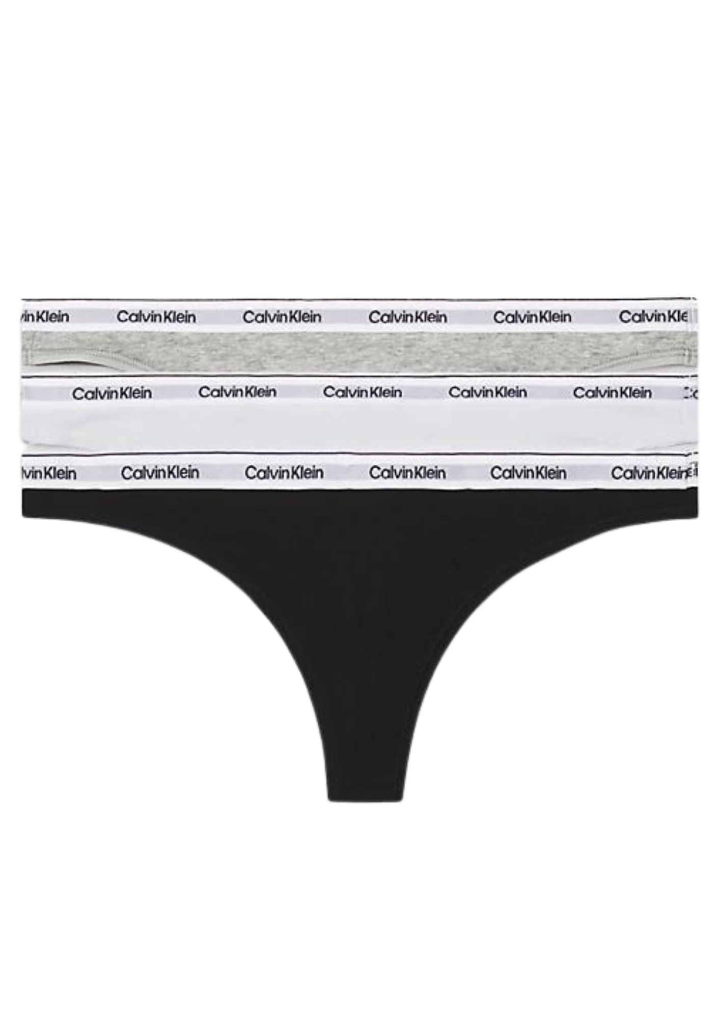 3 Pack Thong (Low-Rise) - Black/White/Grey Heather