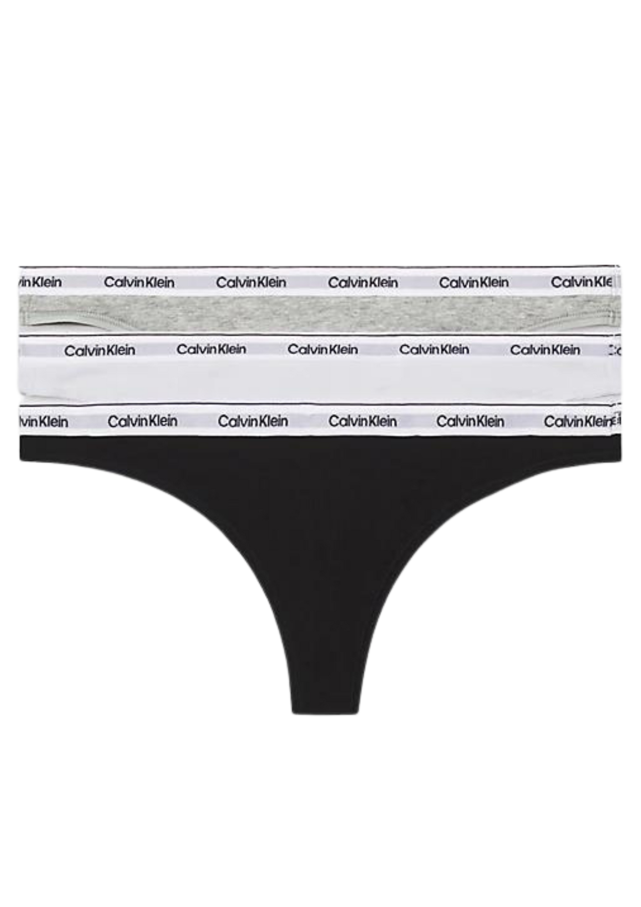3 Pack Thong (Low-Rise) - Black/White/Grey Heather